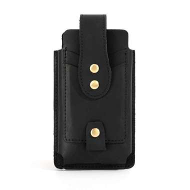 Mivaso Dompet HP Pinggang Kulit Asli Sapi - Tempat HP Kulit - Tas HP Pinggang HItam