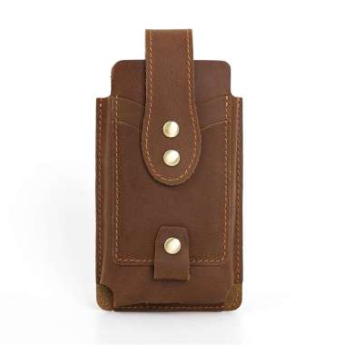 Mivaso Dompet HP Pinggang Kulit Asli Sapi - Tempat HP Kulit - Tas HP Pinggang Coklat Muda