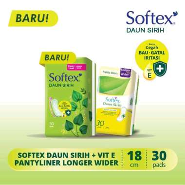 Softex Pantyliner Daun Sirih + Vitamin E Longer Wider / Pembalut Pantyliner 18cm 30s