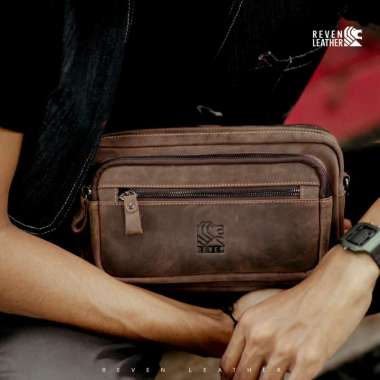 Pouch Bag Pria Waistbag Pria Nakula Tas Kulit Pria Terbaru Cokelat