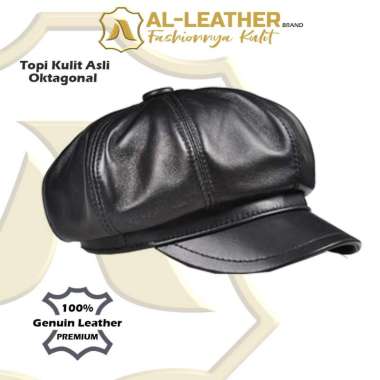 Leather Topi Kulit Domba Asli Super Premium Oktagonal Hitam
