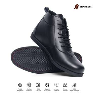 [CUSTOM SIZE] Bradley's Bolton Black Sepatu Kulit Kasual Boots Pria Custom SIze 37