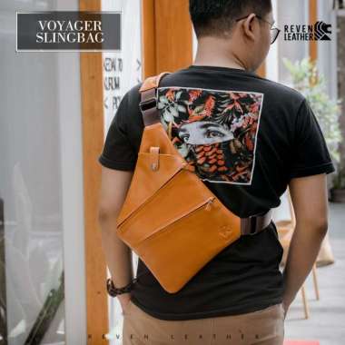GST Tas Selempang Pria Kulit Asli Original Sling Bag Soren Untuk Kerja Kantor Multifungsi Kulit Sapi