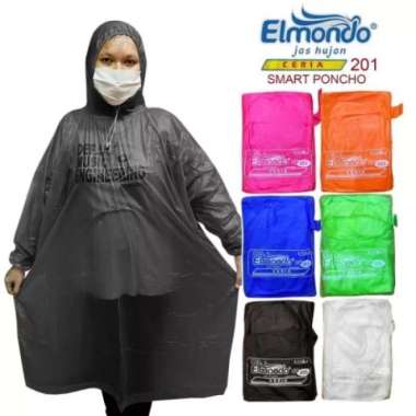 Jas Hujan ELMONDO Poncho | Ponco Lengan Ceria ESP 201 Hitam