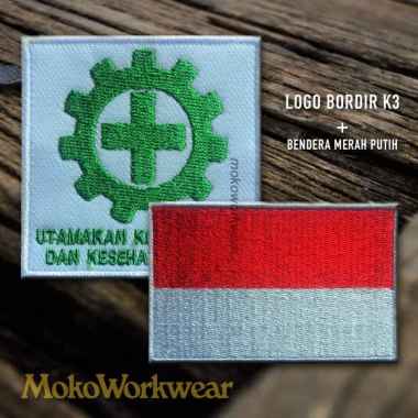 EMBLEM LOGO KESELAMATAN K3 SAFETY DAN BENDERA K3 KOTAK + BENDERA