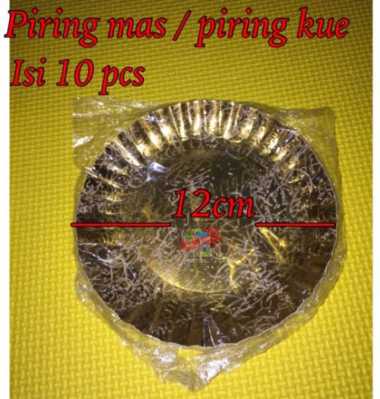 (ISI 10 Pcs) - Piring Kue Emas Piring Mas Ekonomis Gold Paper Plate Kertas Kue Ulang Tahun Cake Tart AIO