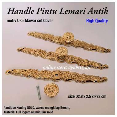 Handle Pintu lemari Knob Mawar set Cover Panjang / Tarikan laci Knob loker almari buffet kabinet / K