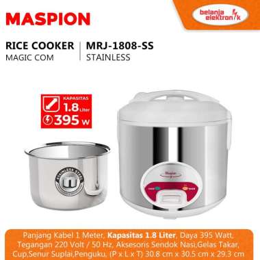 MASPION Rice Cooker Magic Com 1,8 Liter MRJ 1808 SS Stainless
