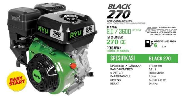 MESIN PENGGERAK/GASOLINE ENGINE BLACK270 - RYU