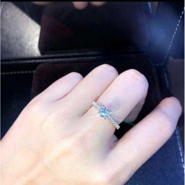 Cincin tunangan titanium berlian xuping model permata Silver