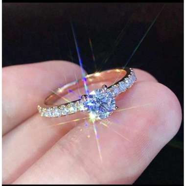 Cincin tunangan titanium berlian xuping model permata Gold