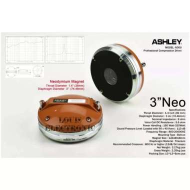 Driver Tweeter ASHLEY N300 N 300 Neodymium Magnet 3 Inch ORIGINAL
