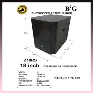 SPEAKER 18 inch SUBWOOFER AKTIF B2G Z18RS 18inch 18in ORIGINAL BASS