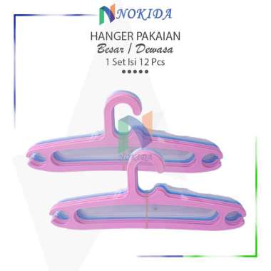 Nokida Hanger Baju Plastik 1 Set / Hanger Gantungan Tebal / Cangkolan Henger Pakaian Dewasa / Jemura