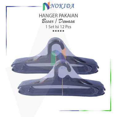 Nokida Hanger Baju Plastik 1 Set / Hanger Gantungan Tebal / Cangkolan Henger Pakaian Dewasa / Jemura