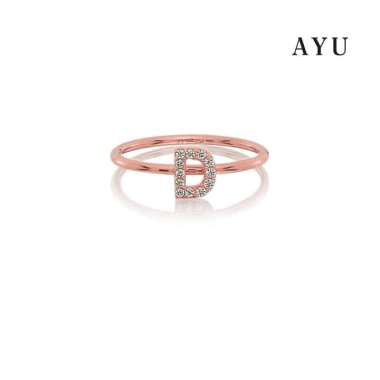 AYU PAVE INITIAL RING 17K ROSE GOLD ( A - K ) 17K ROSE GOLD - J