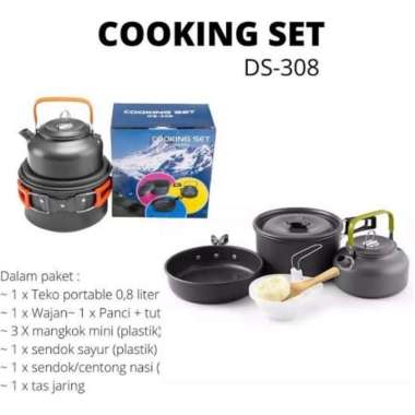 ZS [COD] Cooking set ds 308 / alat masak set praktis / alat masak camping outdoor / cooking set camp