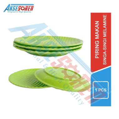 Aksesoren Piring Saji Hijau Bulat Singa-Singi [1 Pcs] / Perlengkapan Makan Melamine / Wadah Tempat N