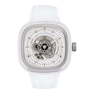 Jam Tangan Unisex SEVENFRIDAY P1C/01 Alba Automatic White Leather Strap Putih