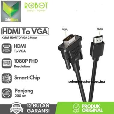 ROBOT RHVC02 Kabel HDMI To VGA Cable Male To Male 1080P Full HD
