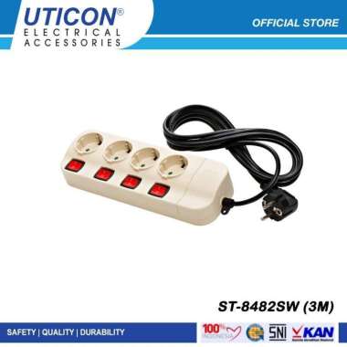Uticon ST-8482 SW Stop Kontak Kabel 4 Lubang 1.5 Meter Cream SNI