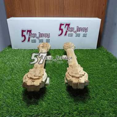 Handel pintu ukiran motif bunga bahan kayu jati asli jepara 55cm Mentahan