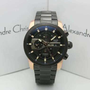 Jam Tangan Pria Alexandre Christie AC 6559 Rantai Sporty Watch Original ROSEGOLD BLACK