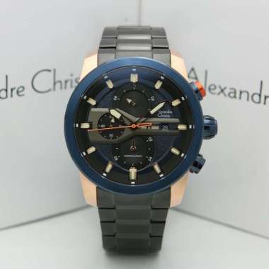 Jam Tangan Pria Alexandre Christie AC 6559 Rantai Sporty Watch Original ROSEGOLD BLUE