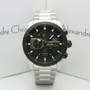 Jam Tangan Pria Alexandre Christie AC 6559 Rantai Sporty Watch Original SILVER BLACK
