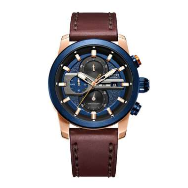 Jam Tangan Pria Alexandre Christie AC 6562 / AC 6270 / AC 6559 Leather Original 6559-ROSEGOLD BLUE