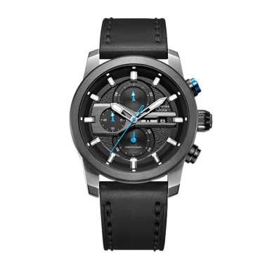 Jam Tangan Pria Alexandre Christie AC 6270 - Kulit Hitam, Diameter 4.5 cm, Kronograf, Tahan Air 5 ATM