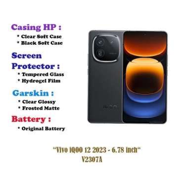 Vivo iQOO 12 2023 - 6.78 inch - Case - Screen Protector - Battery - Dll Black Soft Case