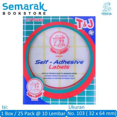 Tom & Jerry Sticker Self-Adhesive Labels Stiker Label No. 103 (32 x 64 mm) [1 Box / 25 Pack / 250 Le