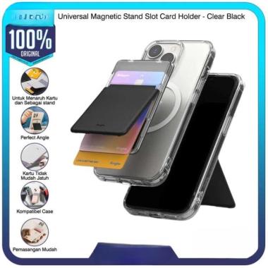 Ringke Magsafe Magnet Stand Slot Card Holder Black Dudukan Kartu HP