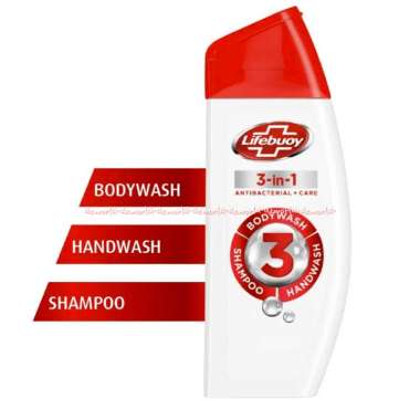Lifebuoy 3in1 300ml Antibacterial Care Bodywash Shampoo Handwash Botol