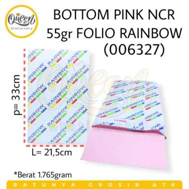 1 RIM (500 LEMBAR) KERTAS BOTTOM NCR 55GR FOLIO RAINBOW - KERTAS TEMBUSAN NOTA PINK 006324