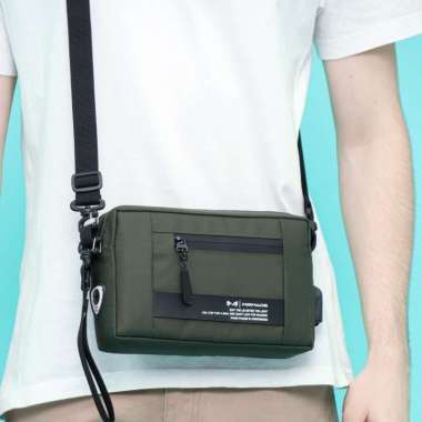 Tas Selempang Pria "KEPLER" Clutch Bag - Sling Bag Waterproof Hijau Army