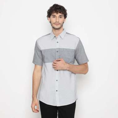 RBJ Kemeja Salur Kombi Regular Fit Pria Putih Hitam L