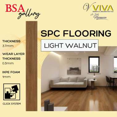 VIVA SPC 5MM LIGHT WALNUT CLICK SYSTEM / LANTAI KAYU VINYL