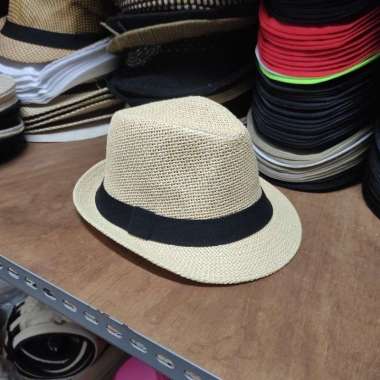 Verish Topi Fediora Hat Wanita Pria Dewasa Import 58 Cream polos