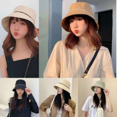 VERISH IMPORT PREMIUM Bucket Hat Plain Topi Polos Simple Simpel Bisa Dilipat Topi Kupluk Wanita Pria