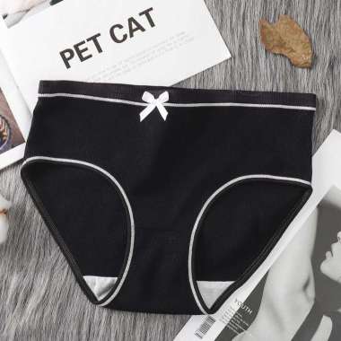 Celana Dalam Wanita CD Mid Waist Super Lembut Kolor Seksi Cantik Import Pita Bunga Bunga Polos Lucu 