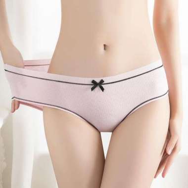 Celana Dalam Wanita CD Mid Waist Super Lembut Kolor Seksi Cantik Import Pita Bunga Bunga Polos Lucu 