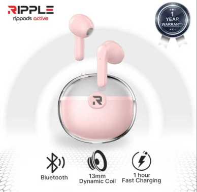 Ripple Rippods Active TWS Headset Bluetooth Earphone Mini Earbuds - Putih pink