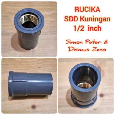 Rucika SDD Drat Kuningan 1/2 inch Sock Drat Dalam Elbow Sambungan Pipa PVC utk Air dan Hidroponik