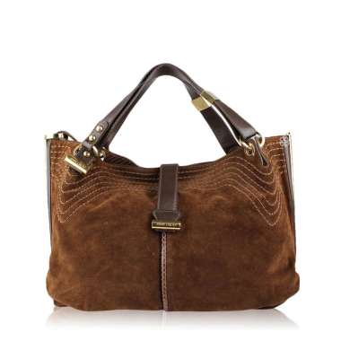 Jimmy Choo Cognac Suede and WatersnakeTrim Alex Bag