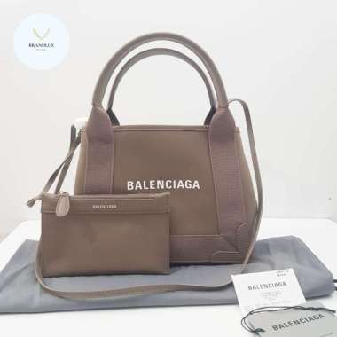 BALENCIAGA Cabas XS Tote leather mink grey (brown) - 100% Authentic