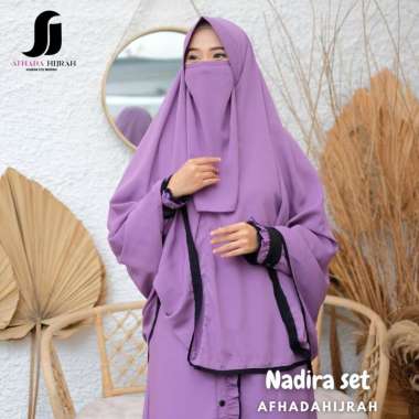 Gamis syari jilbab cadar Nadira wolvis baju set hijab instan free niqab terbaru L HITAM