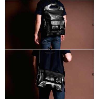 VERISH Tas 3in1 Multifungsi Tas Ransel Tas Slempang Kulit Asli mk55