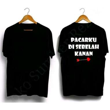 Baju Kaos Hitam Pacar Sebelah Distro Black Shirt Viral Kata Couple M